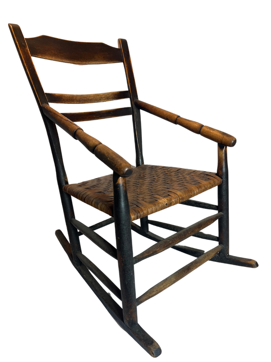 Chaise berçante québécoise, siège tressé, 19e siècle