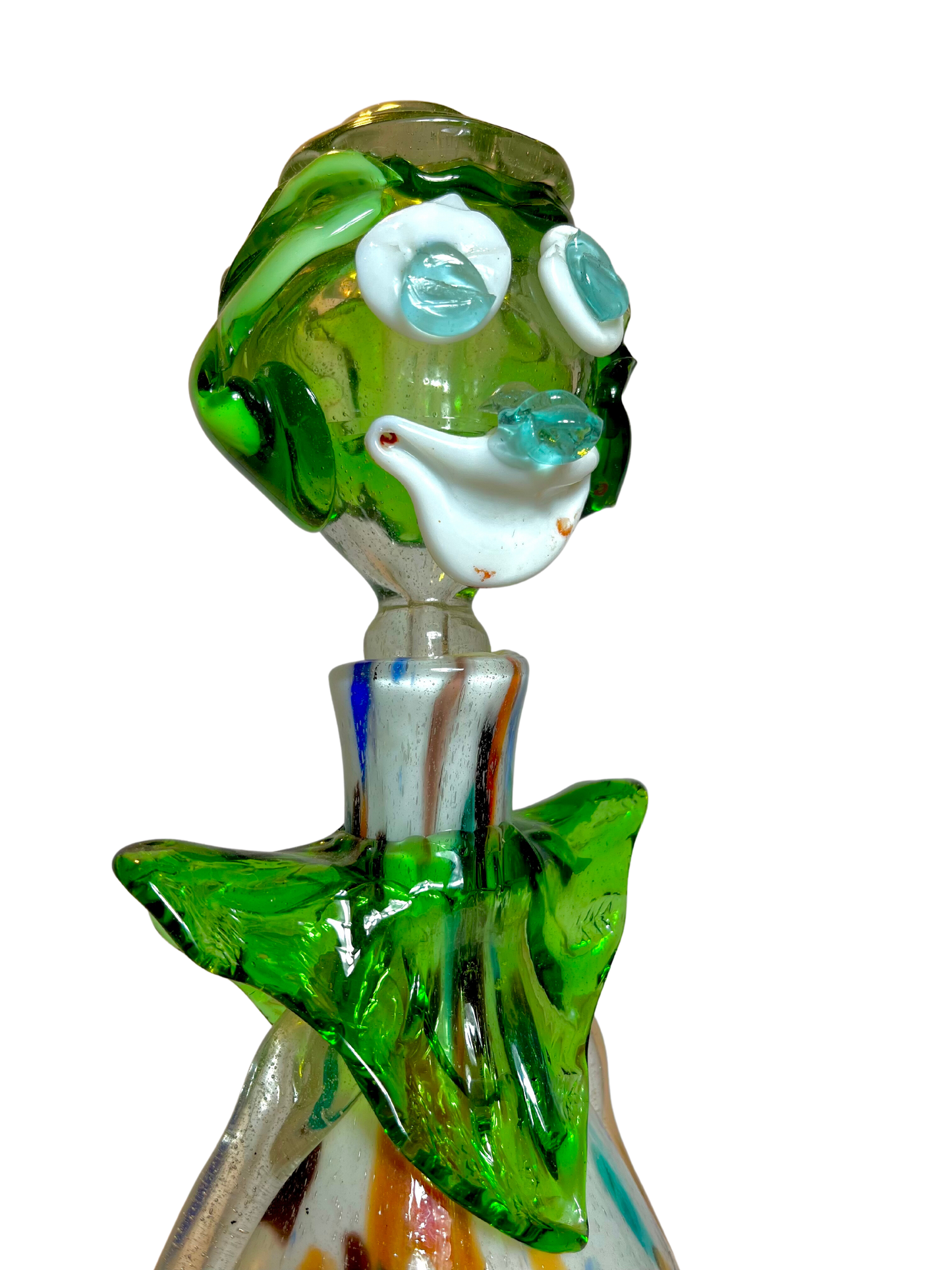 Italian decanter in hand blown Murano glass in the shape of a Clown
